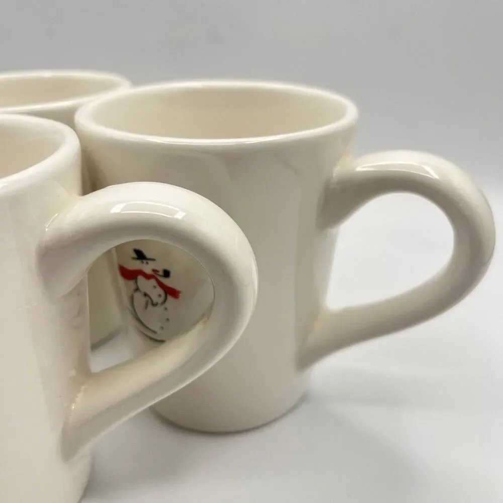 Coffee Mugs Christmas Winter Williams Sonoma Snowman Hot Cocoa Mugs Set of 3